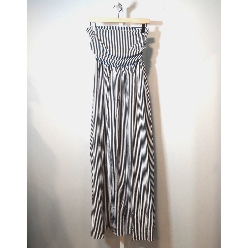 NWT Rosa Clothing Size S White/Black Stripe Strapless Maxi Dress Summer-Wear